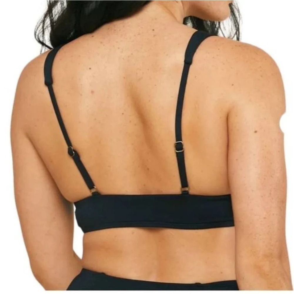 Andie Women's V-Neck Swim The Belize Bikini Top Adjustable Straps Sz M Black NWT - Picture 3 of 8